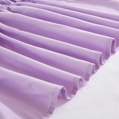 MEILA Wrap Around Bed Skirt Three Fabric Sides Elastic Dust Ruffled 24 Inch Tailored Drop,Easy to Install Fade Resistant-Light Purple, Queen/King