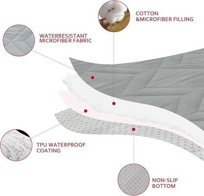 Moonsea Waterproof Blanket Dog Bed Cover with Non-Skid Bottom, Couch Cover for Dogs, Mattress Protector Furniture Protector, Bed Couch Sofa(102" X 82") Grey