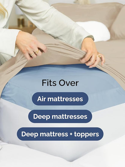 Extra Deep Twin Fitted Sheet - Hotel Luxury Single Fitted Sheet Only - Easily Fits 18 inch to 24 inch Mattress - Ultra Soft, Wrinkle Free w/Extra Deep Pockets - Easy-Care, Breathable & Comfy - Cream