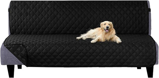 U-NICE HOME Futon Sofa Covers Reversible Sofa Slipcover Armless Cover Furniture Protector Couch Cover Water Resistant (Futon, Black/Black)