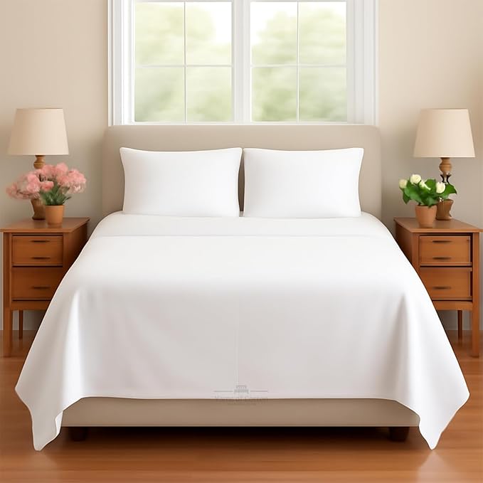 Sleeper Sofa 4 Piece Bed Sheet Set Premium Quality 100% Cotton 500 Thread Count, Smooth & Super Soft Sateen Weave, Extra Soft Bed Sheets, Wrinkle Free, 8 Inch Deep Pocket (Queen, White)