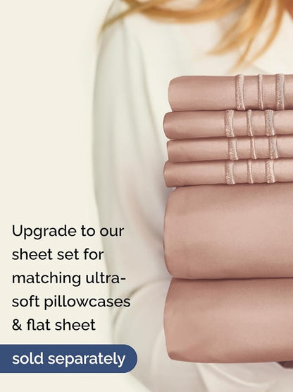 Extra Deep Queen Fitted Sheet - Hotel Luxury Single Fitted Sheet Only - Easily Fits 18 inch to 24 inch Mattress - Ultra Soft, Wrinkle Free w/Extra Deep Pockets - Easy-Care, Breathable & Comfy - Mauve