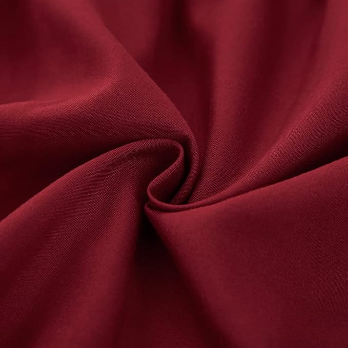 MEILA Wrap Around Bed Skirt Three Fabric Sides Elastic Dust Ruffled 16 Inch Tailored Drop,Easy to Install Fade Resistant-Burgundy, Queen/King