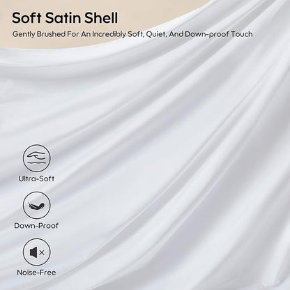 Goose Feather Down Fiber King Pillows 2 Pack, Luxury 3-Chamber Pillows with Soft & Down-Proof Cover, Fluffy Plush Hotel Collection Bed Pillows for Side, Back & Stomach Sleepers, 20"x36"