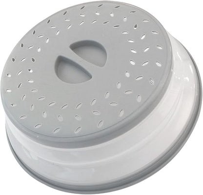 Collapsible Microwave Splatter Cover, 10.5 Inch, Microwave Plate Cover With Steam Vent (Light grey)