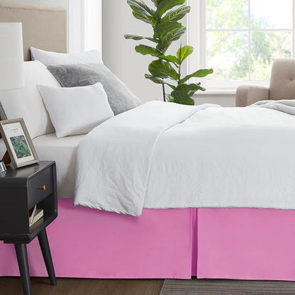 Nestl Light Pink Full XL Bed Skirt - Full XL Size Bed Skirt 14 Inch Drop - Brushed Microfiber Bed Skirts - Hotel Quality Pleated Bed Skirt - Shrinkage & Fade Resistant