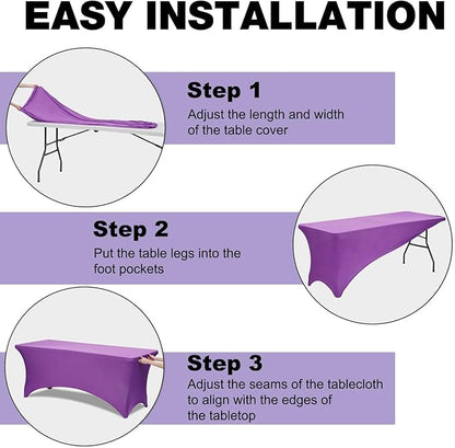 Trlyc 1 Pack 4FT Spandex Table Cloth - 48 x 30 Inch Rectangular Stretch Tablecloth, Wrinkle Resistant Scretch Table Cover for Wedding, Party, Banquet, Picnic, Outdoor Decoration (1Pcs,Purple)