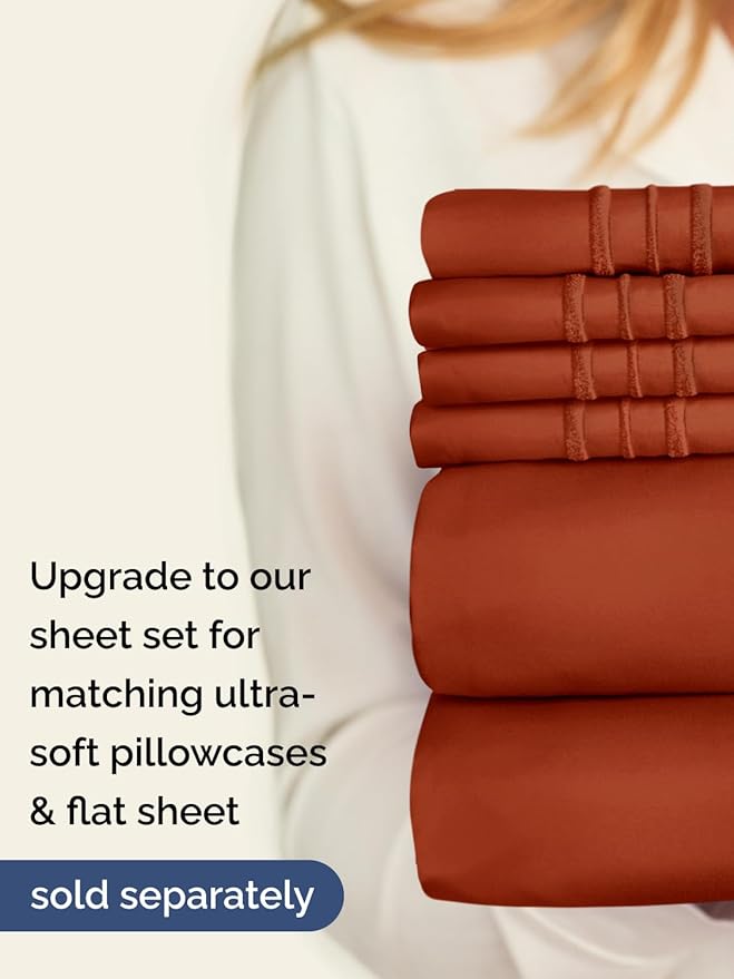 Extra Deep King Fitted Sheet - Hotel Luxury Single Fitted Sheet Only - Easily Fits 18 inch to 24 inch Mattress - Ultra Soft, Wrinkle & Fade Free w/Extra Deep Pockets - Breathable & Comfy - Terracotta
