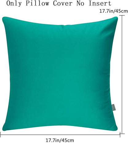 Thmyo 4-Pack 100% Cotton Comfortable Solid Decorative Throw Pillow Case, Square Cushion Cover Pillowcase Sublimation Blank Pillow Covers DIY Throw Pillowcase for Sofa(18x18 inch/ 45x45cm,Lake Blue)