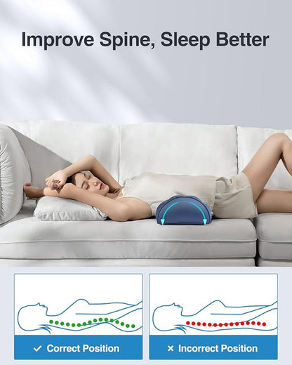 Luxtude Inflatable Bolster Pillow for Legs, Half Moon Pillow Under Knee Pillow for Back Sleeping, Leg Pillows for Side Sleeping, Leg Elevation Pillows for Knee Support, Lumbar, Ankle or Foot