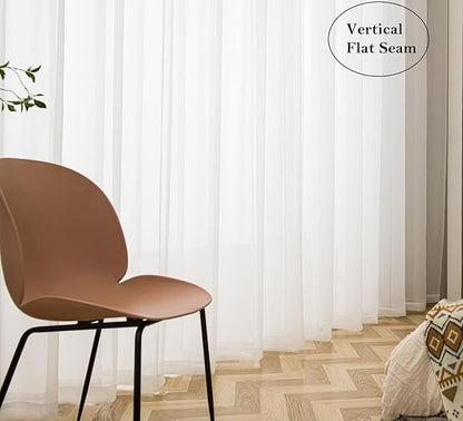 PI Beige Sheer Curtains Grommet Panels 72 Inches Long,Light Voile Window Curtains for Dining Room/Kids Room 2 Panels (W52 X L72, Beige)