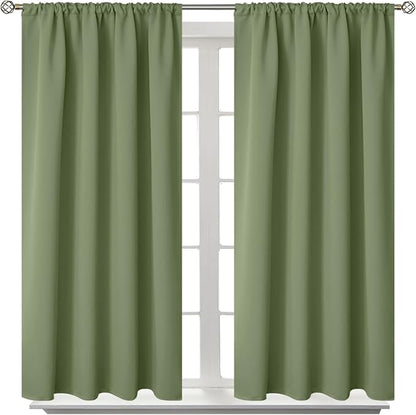 BGment Olive Green Blackout Curtains 54 Inches Length for Bedroom - Thermal Insulated Room Darkening Drapes for Kitchen Living Room Privacy, 42 x 54 Inch, 2 Panels