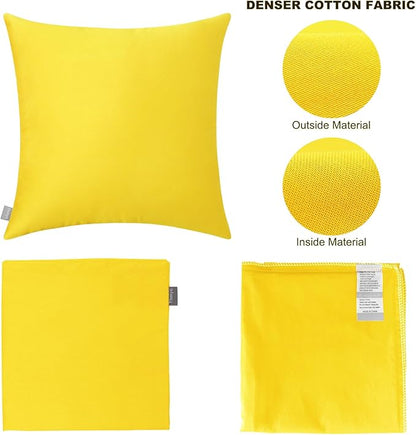 4-Pack 100% Cotton Comfortable Solid Decorative Throw Pillow Case,Thmyo Square Cushion Cover Pillowcase Sublimation Blank Pillow Covers DIY Throw Pillowcase for Sofa(16x16 inch/ 40x40cm,Lemon Yellow)