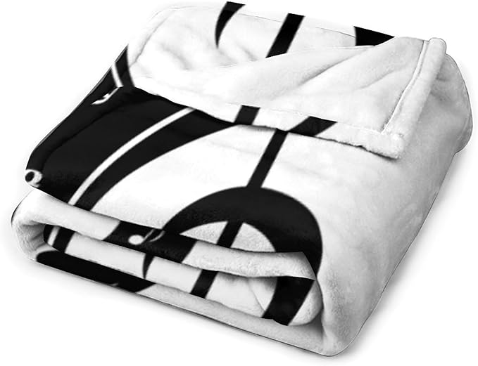 Music Blanket Abstract Funny Black White Music Note Art Printed Soft Cozy Lightweight Throw Blanket for Kids Girls Boys Women Bedroom Living Room Dorm Chair Sofa Travel 40x50in