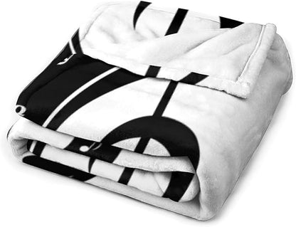 Music Blanket Abstract Funny Black White Music Note Art Printed Soft Cozy Lightweight Throw Blanket for Kids Girls Boys Women Bedroom Living Room Dorm Chair Sofa Travel 40x50in
