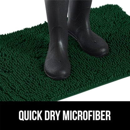 GORILLA GRIP SOAKSTOPPER Dog Door Mat, Machine Washable Rug Absorbent Doormat Captures Moisture Mud Dirt, Quick Dry Soft Chenille Entryway Rugs Indoor Entrance Mats for Dog Paws, 24x17 Deep Green