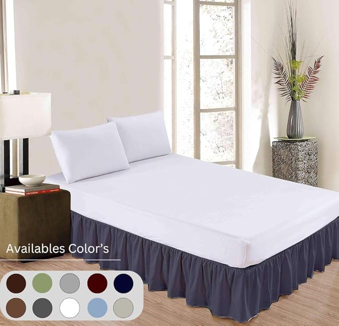 Ruffle Bed Skirt with Split Corners, Microfiber Dust Ruffled for a Perfectly Tailored Bedding Ensemble, Wrinkle and Fade Free, Easy Fit, Queen Size 21 Inch Drop, Dark Grey