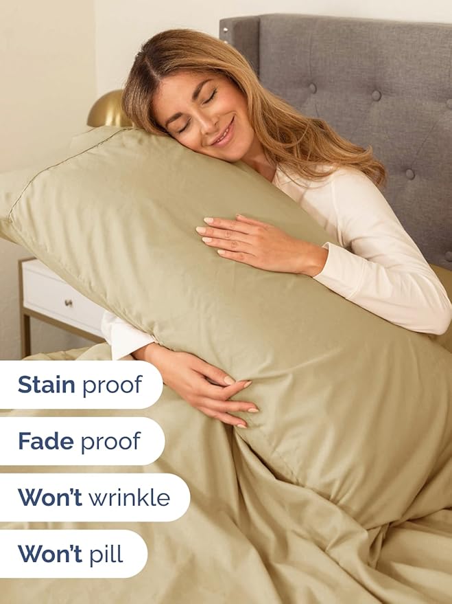 Extra Deep Pocket King Sheets - 4 Piece Breathable & Cooling Bed Sheets - Hotel Luxury Bed Sheet Set - Soft, Wrinkle Free & Comfy - Easily Fits Extra Deep Mattresses - Deep Pocket Beige Sheets Set