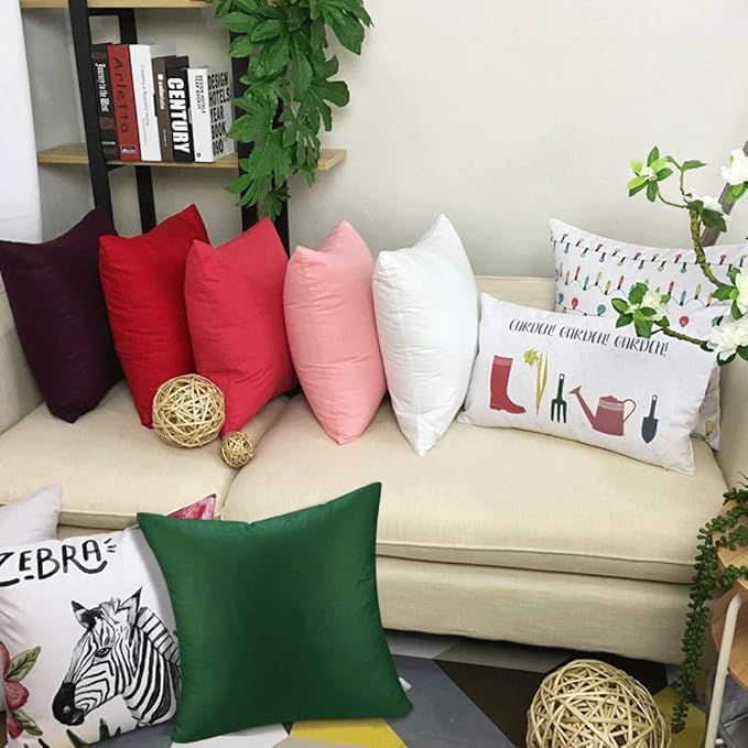 Thmyo 4-Pack 100% Cotton Comfortable Solid Decorative Throw Pillow Case Square Cushion Cover Sublimation Blank Pillow Covers DIY Throw Pillowcase for Sofa Couch(26x26 inch/ 66x66cm,Christmas Green)