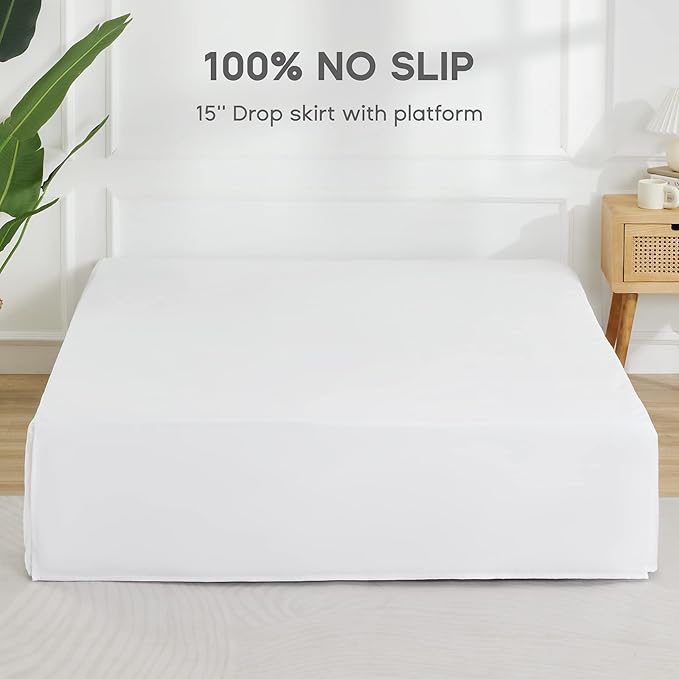 SONIVE Twin Bed Skirt,15" Drop Pleated Dust Ruffle,Classic Tailored Easy Fit Brushed Microfiber Skirts Hotel Quality Shrinkage & Fade Resistant White
