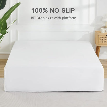 SONIVE Queen Bed Skirt,15" Drop Pleated Dust Ruffle,Classic Tailored Easy Fit Brushed Microfiber Skirts Hotel Quality Shrinkage & Fade Resistant White