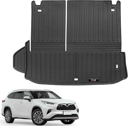 Custom for 2020-2025 2026 Toyota Highlander Trunk Cargo Mats with 3rd Backrest Mat All Weather TPE Protection Accessories (Not Fit with Subwoofer) (for 2020-2026 Toyota Highlander)