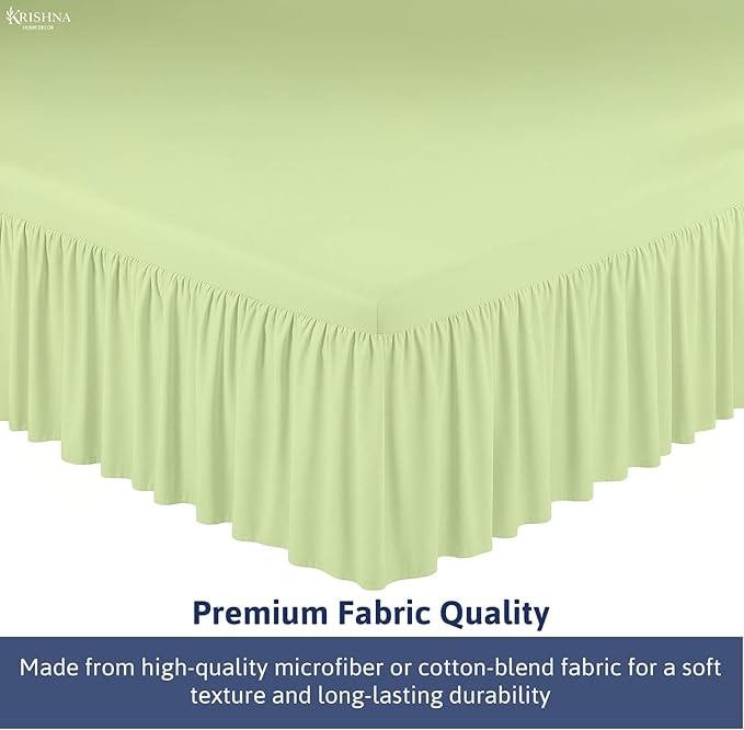 KRISHNA Ruffled Bed Skirt with Split Corners Twin, 100% Microfiber Hotel Quality, 10 Inch Drop Dust Ruffle Gathered Bedskirt with Platform, 39" x 75", Sage