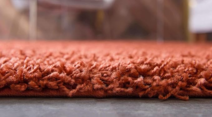 Unique Loom Solid Shag Collection Area Rug (8' x 11' Rectangle, Terracotta)