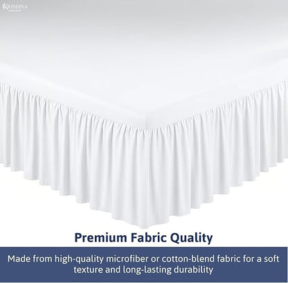 KRISHNA Ruffled Bed Skirt with Split Corners King, 100% Microfiber Hotel Quality, 12 Inch Drop Dust Ruffle Gathered Bedskirt with Platform, 78" x 80", White