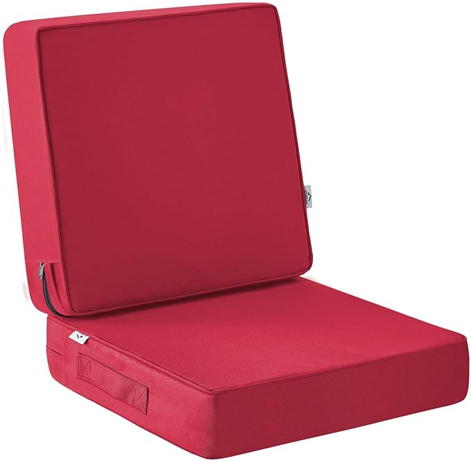 Outdoor Chair Cushions, Christmas Red Patio Chair Cushions 19x19x3 Inch, Waterproof Outdoor Cushions with Removable Cover for Sofa, Fade Resistant Patio Cushions for Outdoor Furniture