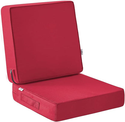 Outdoor Chair Cushions, Christmas Red Patio Chair Cushions 19x19x3 Inch, Waterproof Outdoor Cushions with Removable Cover for Sofa, Fade Resistant Patio Cushions for Outdoor Furniture