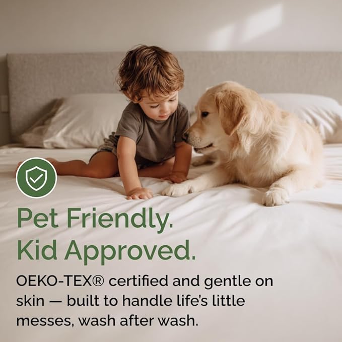 Waterproof Cooling Mattress Protector - Mattress Cover King Size Bed - Viscose Made From Bamboo - Soft, Breathable, Noiseless & Washable - Fitted Sheet Style & All Round Protection - (78" x 80") White