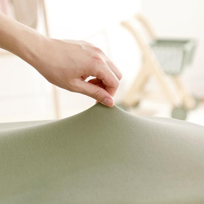 GRSSDER Stretchy Ultra Soft Fitted Bassinet Sheet 2 Pack, Universal Fit for Bassinets Baby Cradle Moses Basket Oval Rectangle Mattress Safe and Snug, Jersey Bassinet Sheets for Girls, Green & Sage