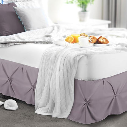 Nestl Dusty Purple Bed Skirt Cal King Size, Pinch Pleat Cal King Bed Skirt, 14" Drop Cal King Bedskirt, Hotel Quality Bed Skirts, Microfiber Bedskirt for Cal King Bed, Dusty Purple Cal King Bed Skirt