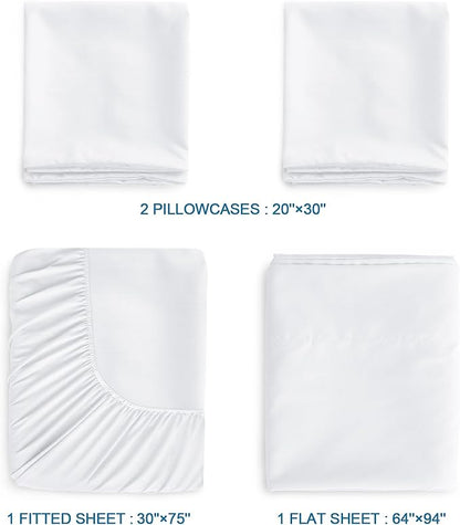 SPRINGSPIRIT Twin Sheets Set, 4 Piece Bed Sheets Set Deep Pockets, Super Soft, Breathable, White