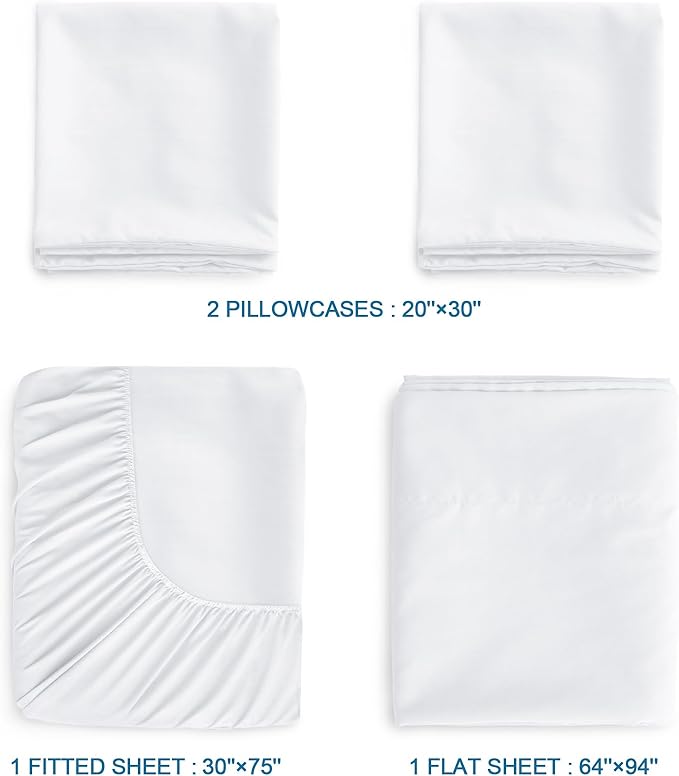SPRINGSPIRIT RV Queen Sheets, Super Soft RV Short Queen Sheets for RV Camper, 4 Piece Bed Sheets Set Deep Pockets, Extra Soft and Breathable Bedding Sheets, White
