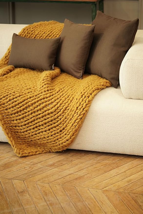Haven & Glow Decorative Throw Pillow Cover – Square Cushion Case with Zipper | Modern Sofa, Couch & Bed Accent Pillow Covers for Living Room, Bedroom & Home Decor | 18 x 18 inches – Dark Brown – 2 Pc