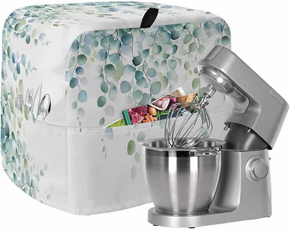 Eucalyptus Leaves Stand Mixer Dust Cover with Storage Pocket & Handles, Fits All Tilt Head & Bowl Lift Spring Botanical Vines Kitchen Appliance Cover Organizer Watercolor Bag Accessories, 4.5-5 Quart