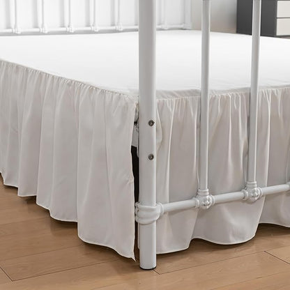 Bed Skirt Queen Size Ruffled Bed Skirt with Split Corners, 22 Inch Drop Dust Ruffle Bed Skirts with Platform, Ivory, Queen - 22" Drop