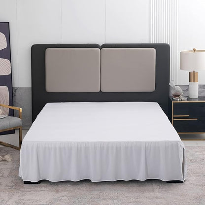 TSUTOMI Bed Skirt King Size Ruffled Bed Skirt with Split Corners, 18 Inch Drop Dust Ruffle Bed Skirts with Platform, Gathered Style, 100% Microfiber, White