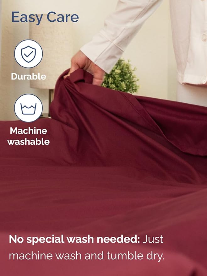 Extra Deep Pocket Twin XL Sheets - 3 Piece Breathable & Cooling Bed Sheets - Hotel Luxury Bed Sheet Set - Soft, Wrinkle Free & Comfy - Easily Fits Extra Deep Mattresses - Deep Pocket Burgundy Sheets