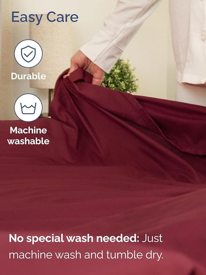 Extra Deep Pocket Twin XL Sheets - 3 Piece Breathable & Cooling Bed Sheets - Hotel Luxury Bed Sheet Set - Soft, Wrinkle Free & Comfy - Easily Fits Extra Deep Mattresses - Deep Pocket Burgundy Sheets