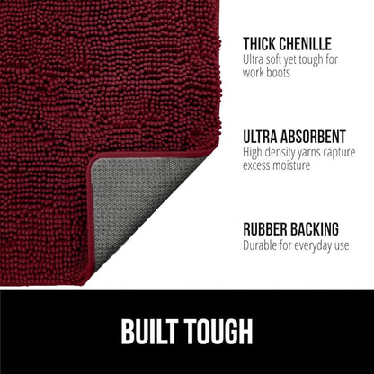 GORILLA GRIP SOAKSTOPPER Dog Door Mat, Machine Washable Rug Absorbent Doormat Captures Moisture Mud Dirt, Quick Dry Soft Chenille Entryway Rugs Indoor Entrance Mats for Dog Paws, 24x17 Burgundy