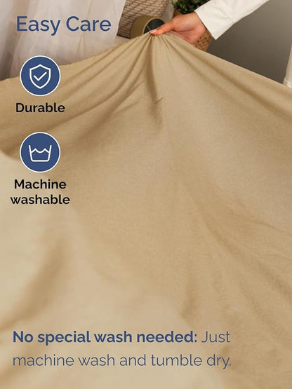 Extra Deep Pocket Queen Sheet Set - 4 Piece Breathable & Cooling Bed Sheets - Hotel Luxury Sheet Set - Soft, Wrinkle Free & Comfy - Easily Fits Extra Deep Mattresses - Deep Pocket Heathered Tan Sheets