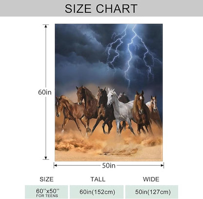 Lightning & Horse Throw Blanket for Couch, Super Soft Fuzzy Throws Warm Comfortable Plush Fleece Blanket, Fashion Decorative Flannel Fleece Blanket for All Season(50 x 60 in, Lightning & Horse)