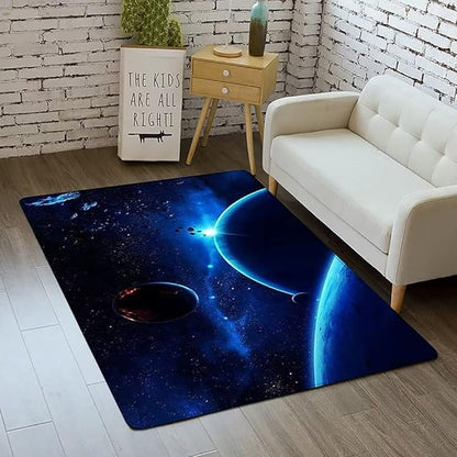 Outer Space Rug for Boys Room 3x5 ft Galaxy Carpet for Kids Bedroom Soft Non-Slip Solar System Area Rug 3D Planet Universe Rug for Living Room
