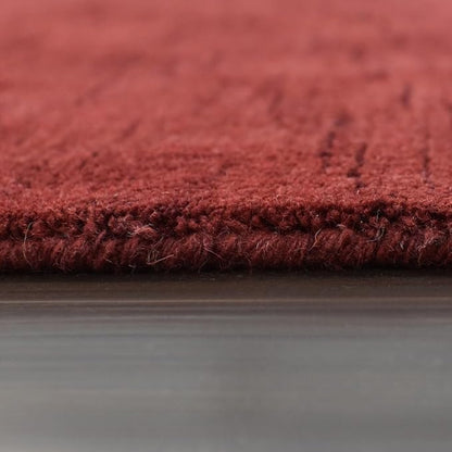 Hand Knotted Loom Wool ECO-Friendly Area Rugs - 8'x8', Octagon, Red Color, Solid Plain Design, High Pile Thick Handmade Anti Skid Area Rugs for Living Room, Bed Room (L00111)