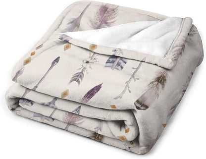 Boho Tribe Blanket, Bohemian Aztec Ethnic Tribe Native Tribal Arrows Feathers Print Pattern Throw Blanket for for Chair Bed Sofa Couch 30"x40"