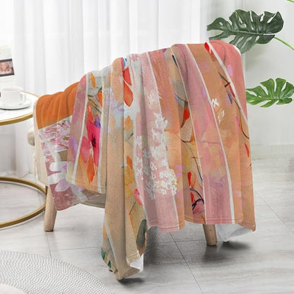 Orange Boho Sun Throw Blanket 30Wx40H Inch Bohemian Minimalist Art Boys Girls Abstract Colorful Flower Aesthetic Blankets Warm Fuzzy Throw Blanket for Sofa Bed Throws Birthday Presents