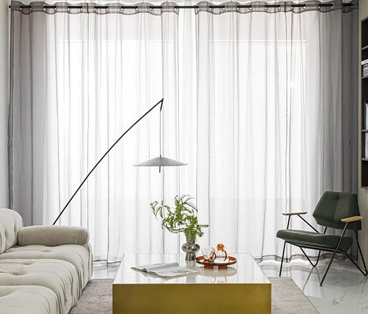 PI Dark Grey Sheer Curtains 108 Inches Long with Grommet,Morden Voile Textured Window Treatment for Living Room/Bedroom 2 Panels (W52 X L108, Dark Grey)